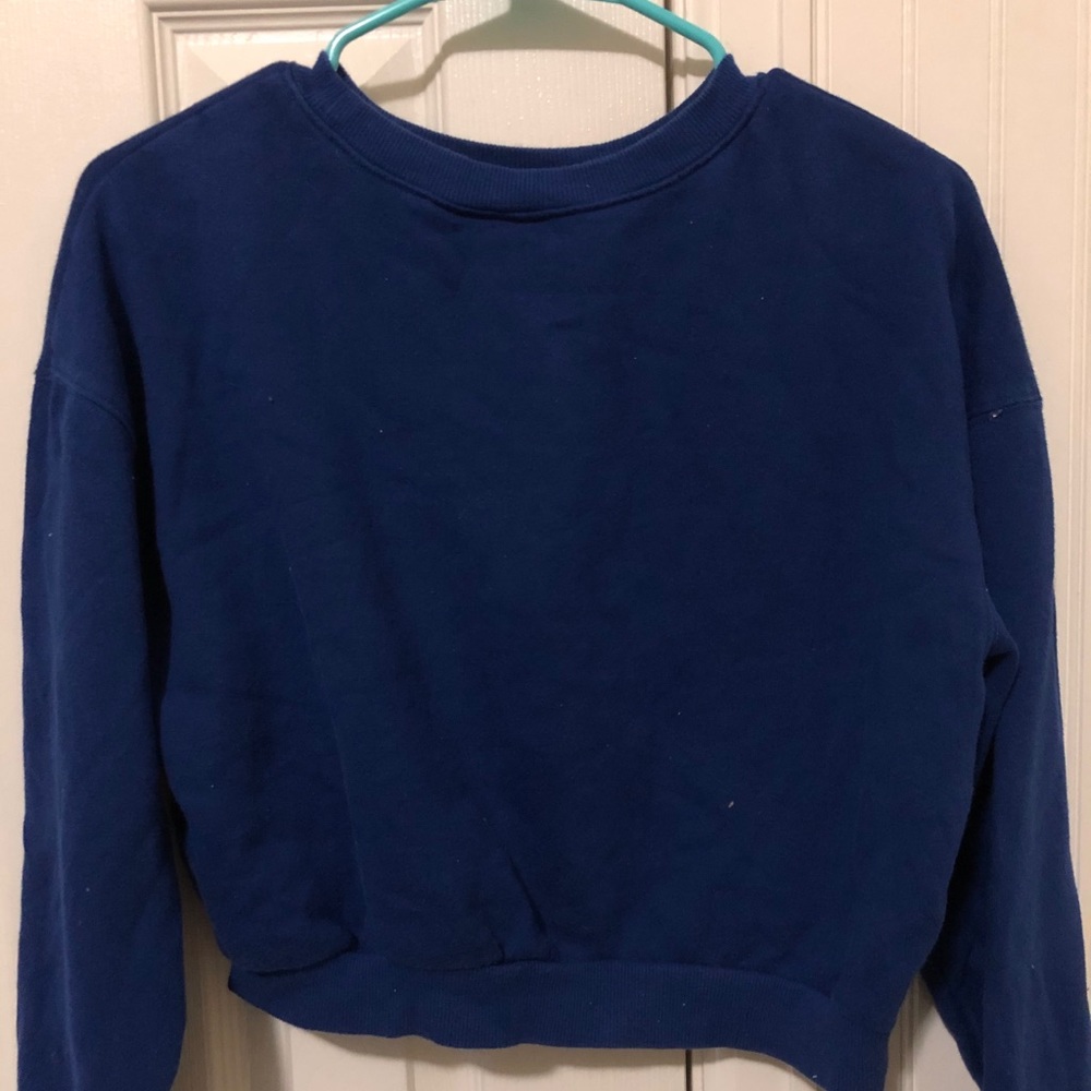 plain blue cropped sweatshirt